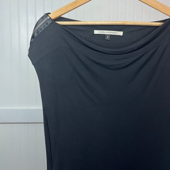 Diane Von Furstenberg Black Viscose Jersey Drop Shoulder Square Neck Dress - Picture 1 of 12